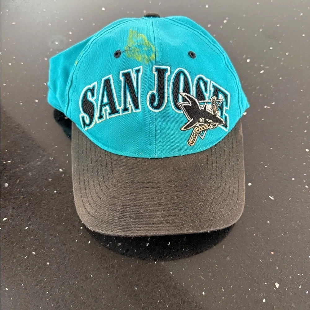 Vintage Starter San Jose Sharks NHL Teal and Black Cap